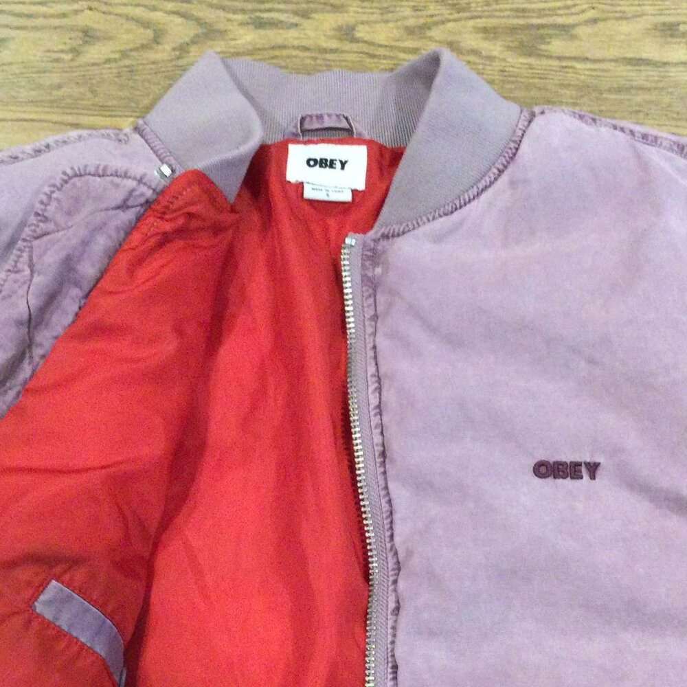 obey flight padded relaxed-fit woven-blend jacket SZ S - Picture 4 of 10